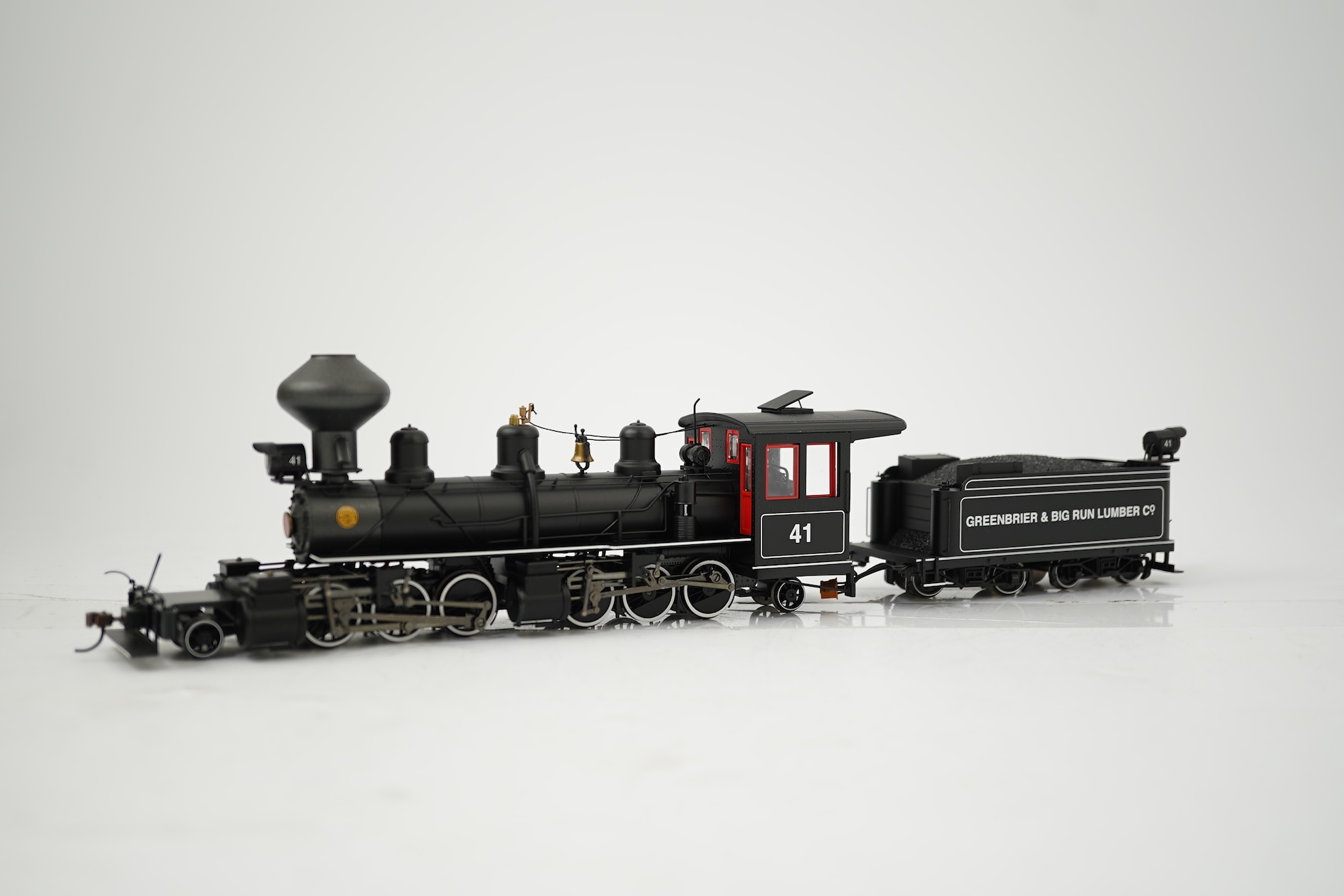 A boxed narrow gauge (On30) Spectrum by Bachmann (28757) model of Greenbrier & Big Run Lumber Co., 41, 2-6-6-2 articulated tender locomotive, powered for two rail operation.